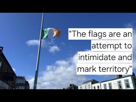 RTE report on Irish people erecting the tricolour on lampposts in communities across Dublin
