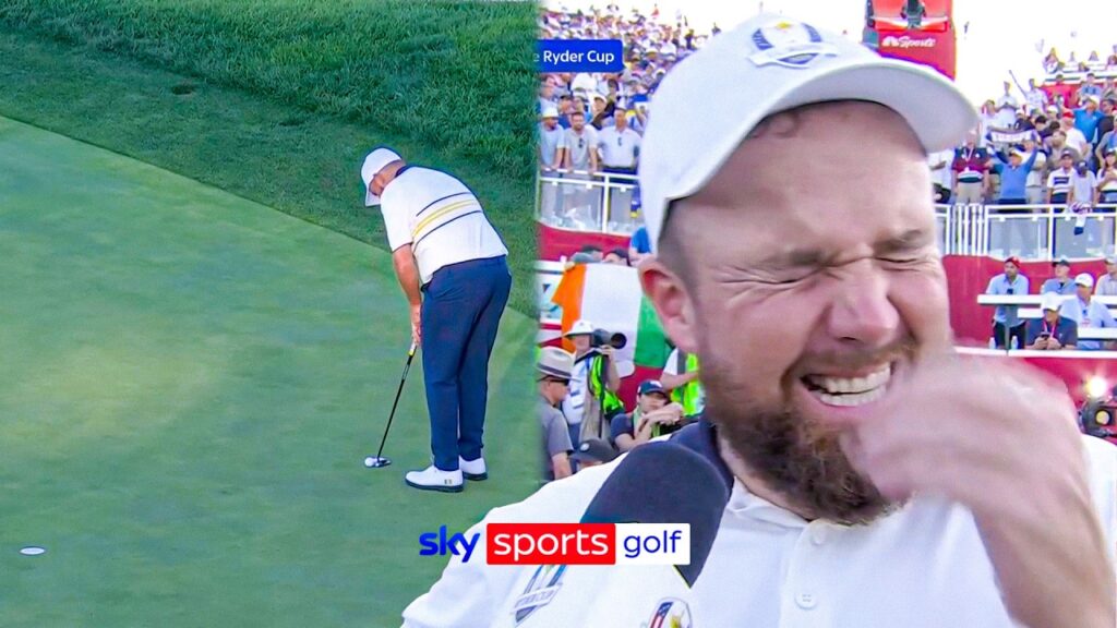 Incredible scenes as Lowry sinks putt to retain Ryder Cup! 🏆