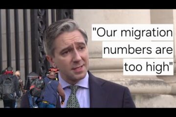 Tánaiste Simon Harris speaks about migration outside the Dáil