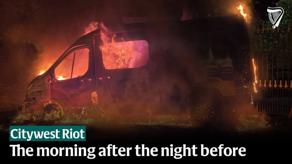Citywest the morning after: Bricks, broken bottles and a burnt-out Garda van