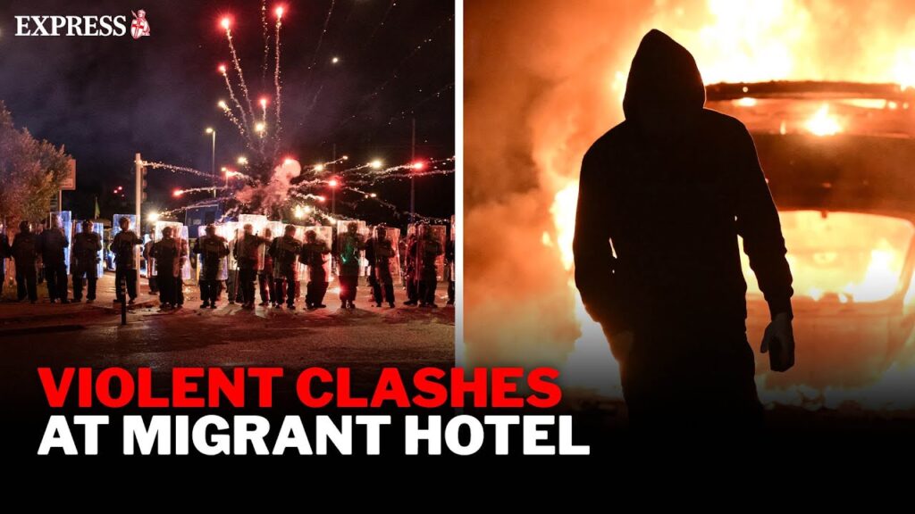 Violent riots escalate on second day of FURIOUS protests outside Dublin migrant hotel