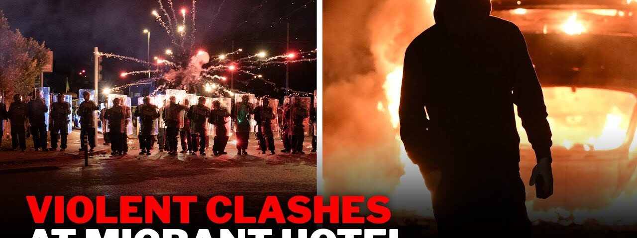 Violent riots escalate on second day of FURIOUS protests outside Dublin migrant hotel